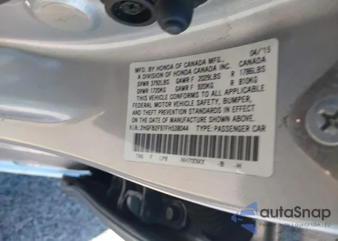 2015 Honda Civic Ex-L from USA, damaged, VIN 2HGFB2F97FH538044